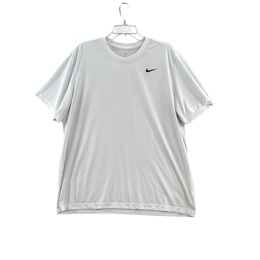 Nike T-Shirt Mens XXL White‎ Dri-FIT Short Sleeve Swoosh Athletic Gym Training